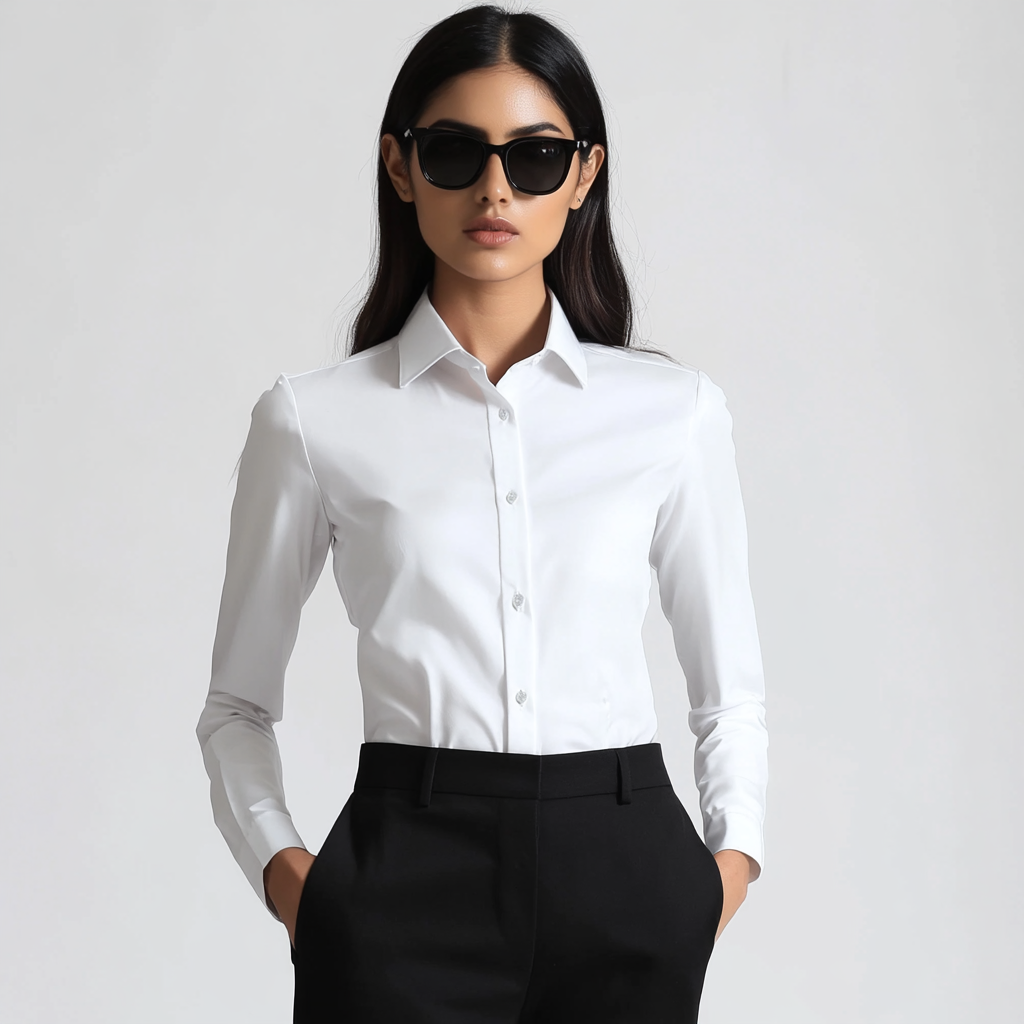 Contemporary Women's Long Sleeve White Shirt