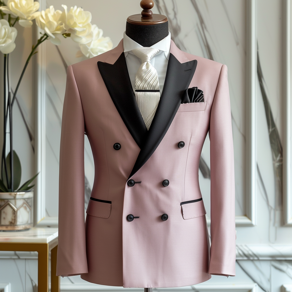 Blush Pink Men’s Double Breasted 2-Piece Suit For Men