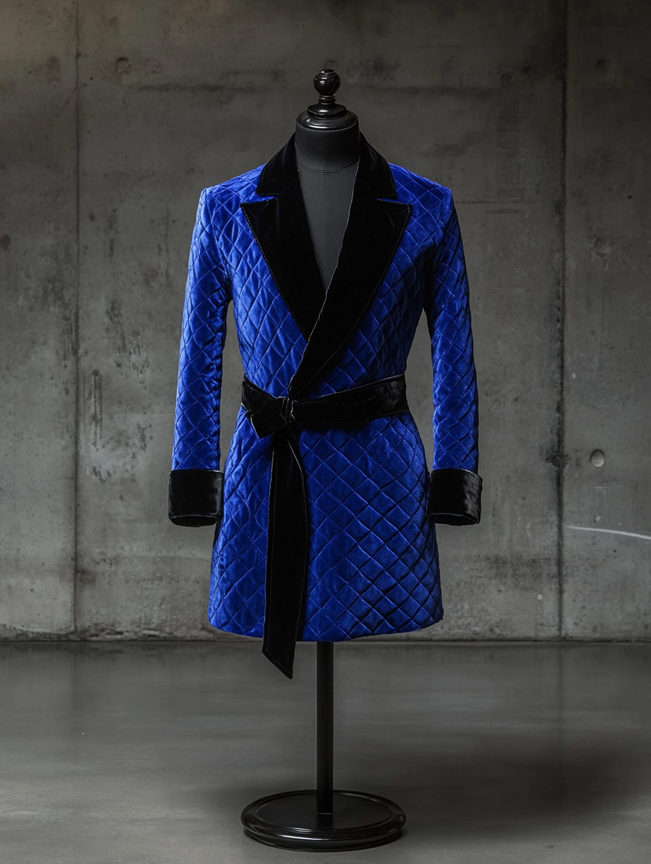 The Aristocrat Vibrant Royal Blue Smoking Robe For Men